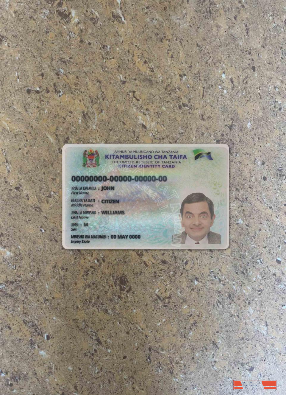 Tanzania ID version 2 photolook FRONT PSD template